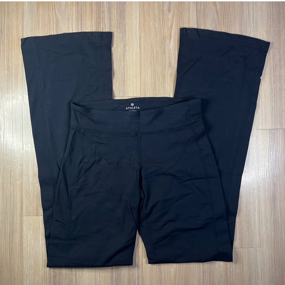 Athleta Womens Yoga Pants Wide Leg Flare Black Size ST Tall